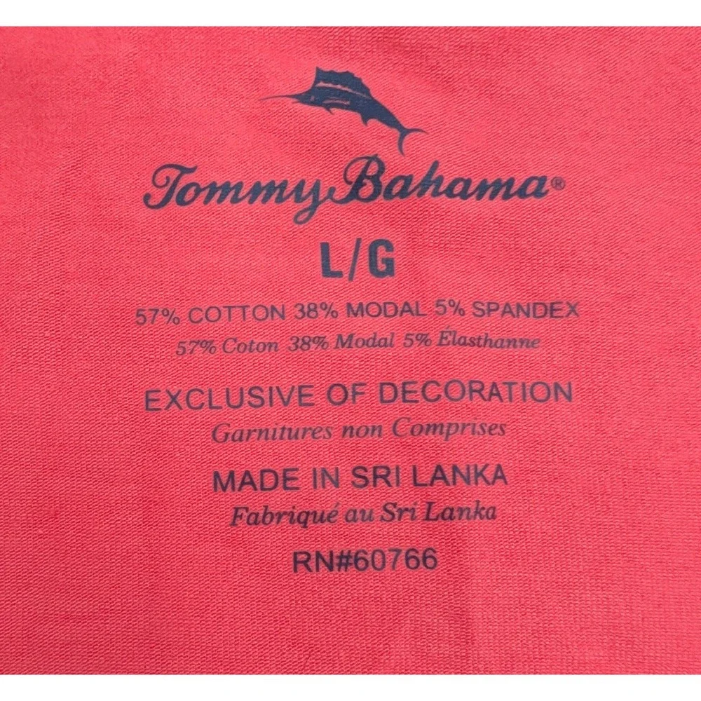 Tommy Bahama Mens Coral Pink Crewneck Sleep T-Shirt Cotton Modal Stretch NWT L